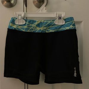 Girls Reebok Spandex; Black with blue & green waist band; Size: XS (6-8)